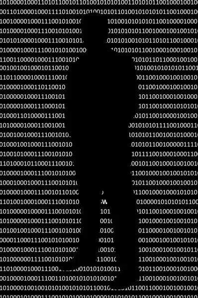 Hacker anónimo sin rostro y código binario de fondo —  Fotos de Stock