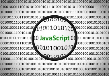 İkili kod Javascript ve Büyüteç lens ile