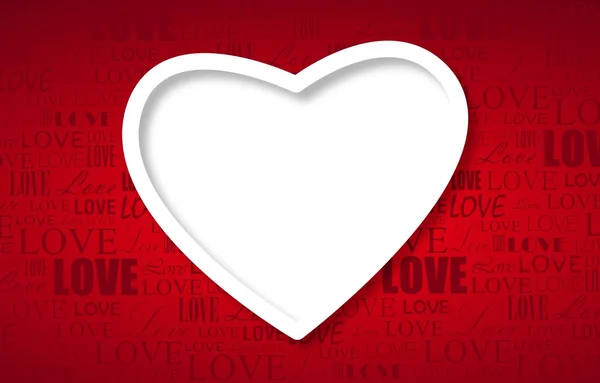 Vackra vita hjärtat på rött papper — Stock vektor