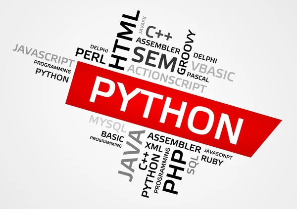 Python word cloud, taggmoln, vektorgrafik — Stock vektor