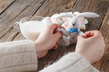 Milk with heart twisted marshmallow for valentine's day