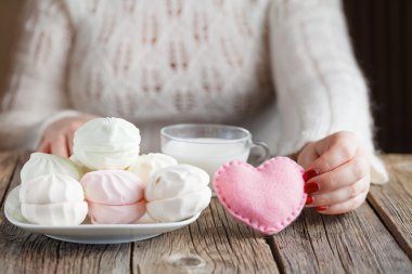 Breakfast with milk and sweets