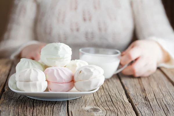 Breakfast with milk and sweets — Stock Fotó