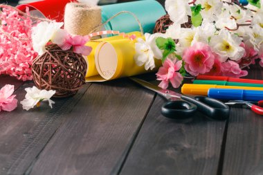 Woman creative handmade workplace