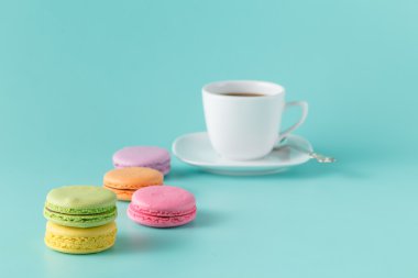Fransızca macaroons kahve ile