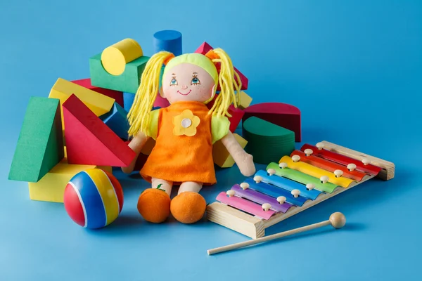 Musical instruments with doll — Stock Photo, Image