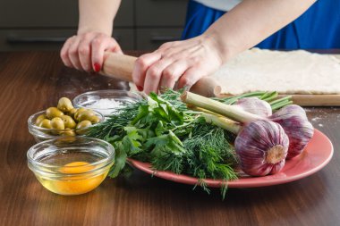 Ciabatta sarımsak ile ekmek yapma Akdeniz zeytin