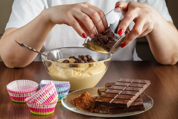 Woman made chocolade muffin