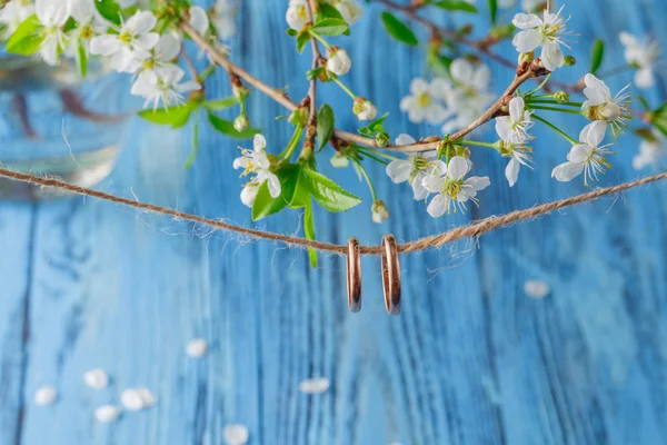 Obrączka z tło wiśnia kwiaty wiosny — Zdjęcie stockowe