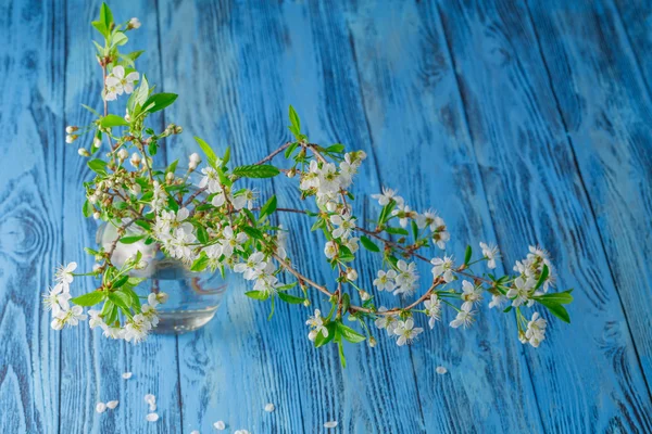 봄 나무 테이블에 꽃의 꽃다발 — 스톡 사진