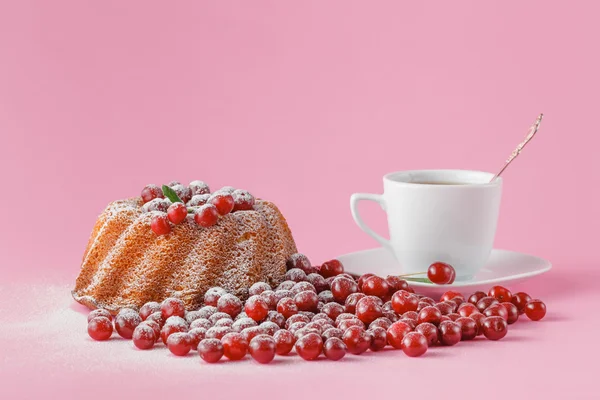 Celebratory cake with cherries — Stock Photo, Image