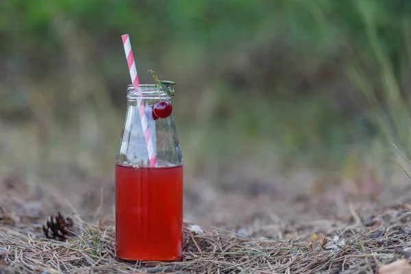 Zbliżenie z czerwonym detox drink z czerwonym Słomka, — Zdjęcie stockowe