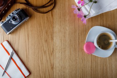 açık günlük, bir inscript için yer ile arka plan ile Kahvaltı