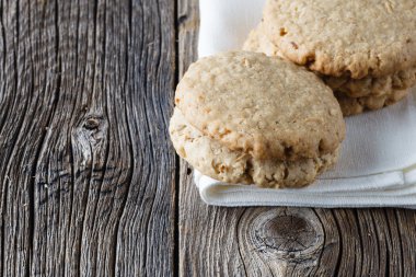 Yulaf kurabiye rustik ahşap tablo