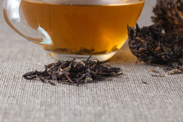 Té chino Puer, primer plano — Foto de Stock