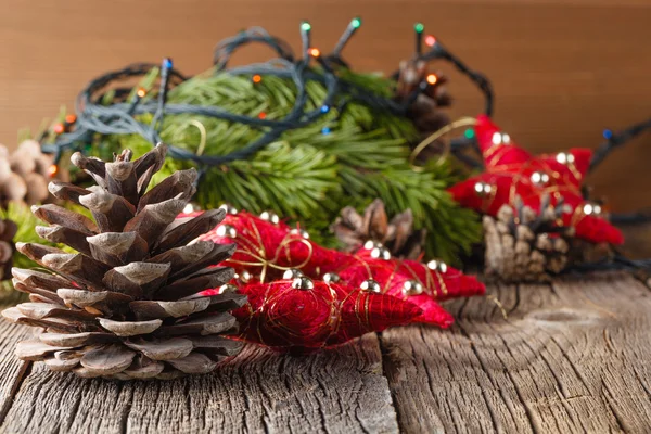 Christmas decoration with pine and cones — Stock Photo, Image