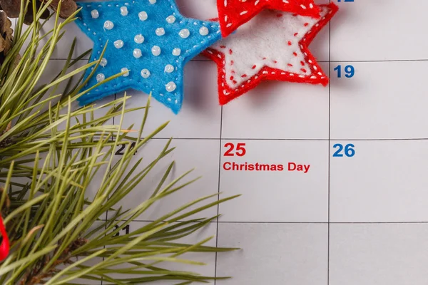 Τονίζοντας Χριστούγεννα ημερομηνία στο ημερολόγιο — Φωτογραφία Αρχείου