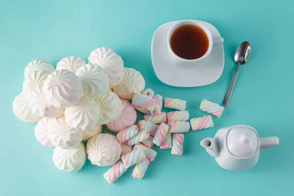 Sok élénk marshmallow akvamarin háttér — Stock Fotó