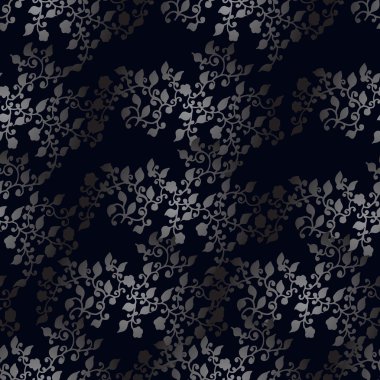 Gümüş çiçek ve yaprakları çiçek seamless modeli