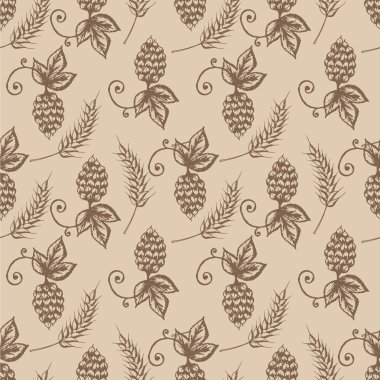 hop ve arpa sorunsuz desen bej arka plan üzerinde