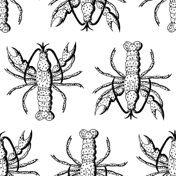 Seamless pattern with lobsters on white background — Stock Vector