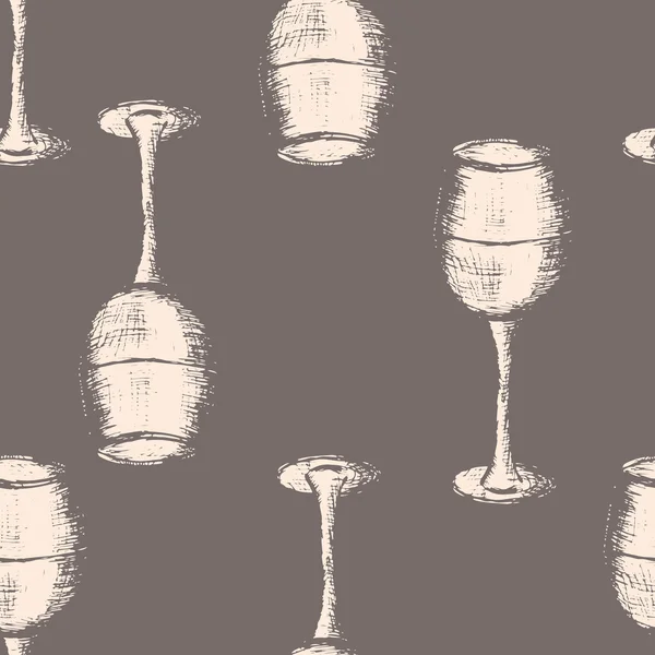 Wineglass seamless pattern on gray background — Stockový vektor