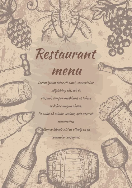 Restaurante menú vintage — Vector de stock