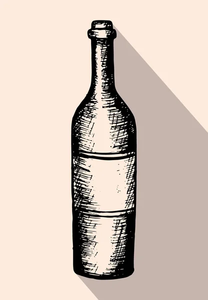 Bosquejo dibujado a mano de botella de vino — Archivo Imágenes Vectoriales