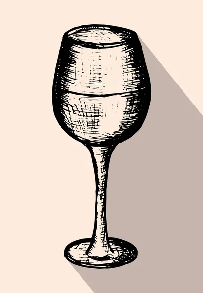 Esquisse dessinée à la main de verre à vin — Image vectorielle