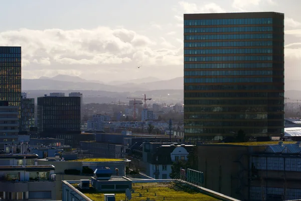 Skyline of Zurich north, Switzerland. Photo taken March 12th, 2021, Zurich, Switzerland.