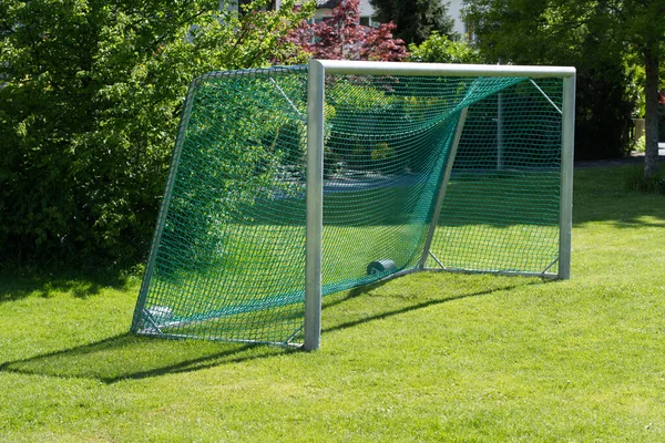 Football goal on school sports ground at City of Zurich. Photo taken May 17th, 2021, Zurich, Switzerland.