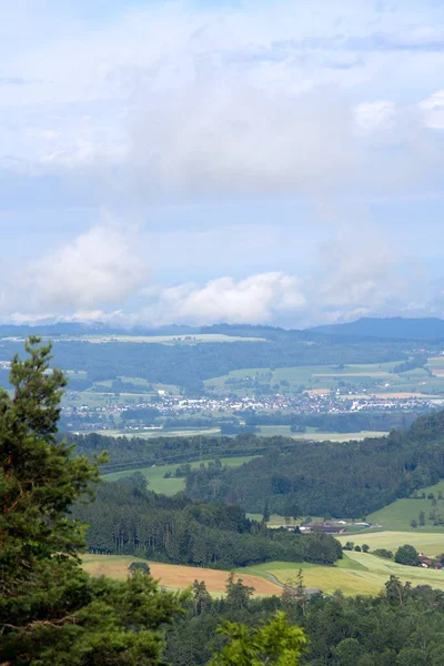 여름날 지방의 취리히 산에서 아름다운 파노라마같은 이보였다 June 2021 Switzerland — 스톡 사진