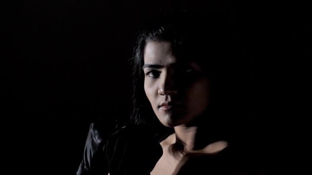 Portrét Sportovkyně Rukavicích Indická Boxerka Detailní Záběr Silné Dámy Krátkými — Stock video
