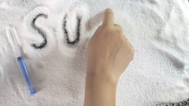 Orden Sugar Gratis Skrivs Med Hjälp Alfabet För Att Bekämpa — Stockvideo