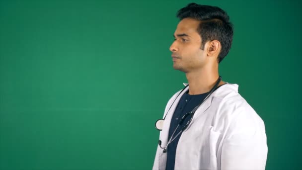 Male Doctor Using His Smartphone Consult Patient Video Call Chroma — Stock Video