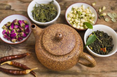 Çaydanlık ve çeşitli çay