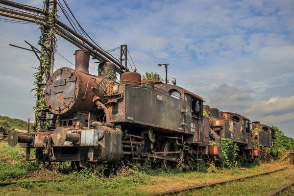 Old and rust steam abandoned train