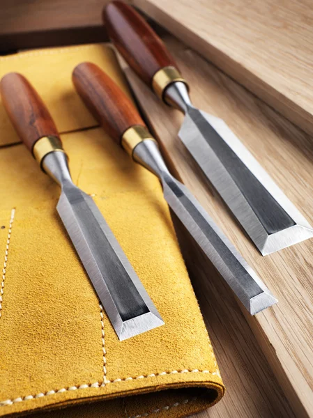 Set scalpello e legno — Foto Stock