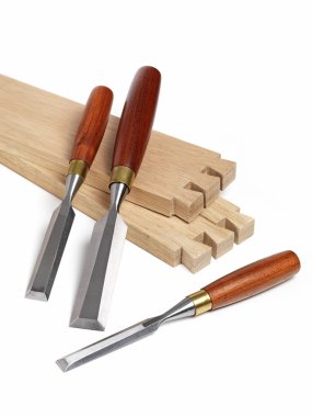 Chisel set and wood joint clipart