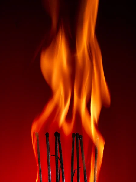 Flaming Matchsticks macro — Stock Photo, Image