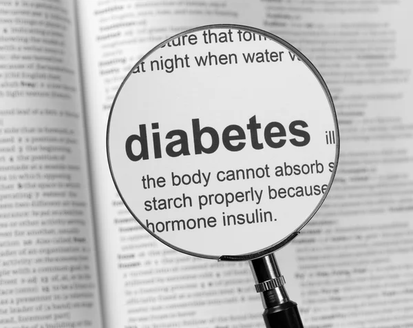 Lens and the inscription  Diabetes — Stock Photo, Image