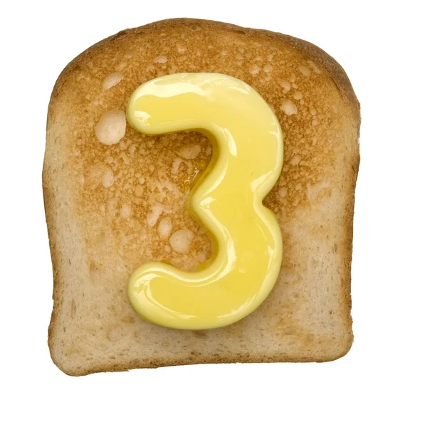 Toast with Butter Number — Stock Photo, Image