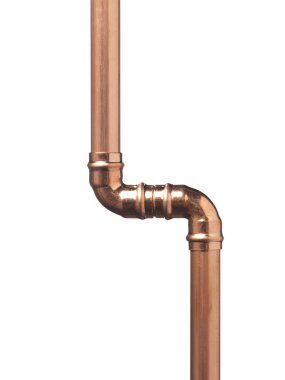 Beyaz üzerine bakır boru