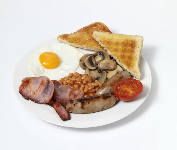 Fried Breakfast on white plate — Stock Photo, Image