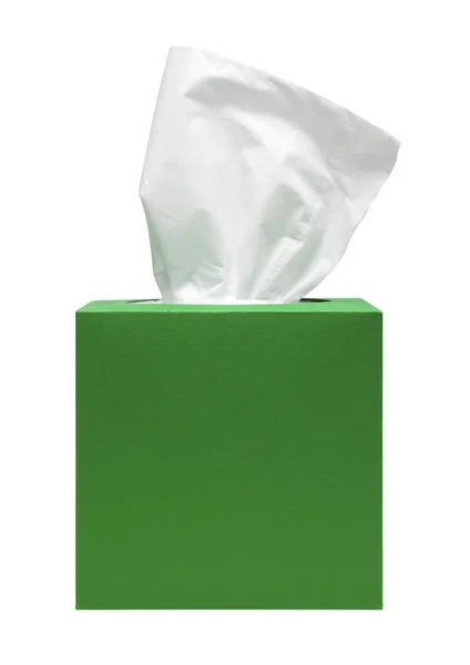 Zelené papírové kapesníky v boxu — Stock fotografie