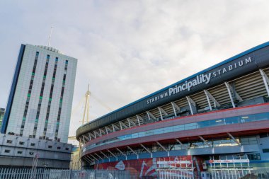 Cardiff, Galler - 3 Şubat 2021: Principality Stadyumu, Cardiff, Galler Rugby Takımı 'nın evi