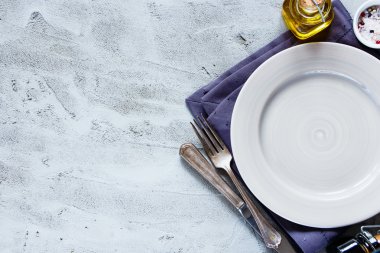 Boş levha, bıçak ve çatal