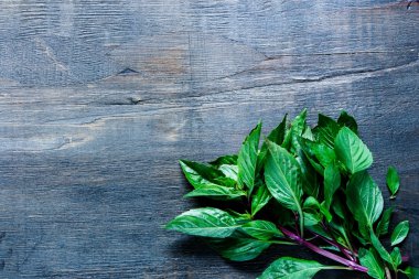 fesleğen ahşap zemin üzerinde