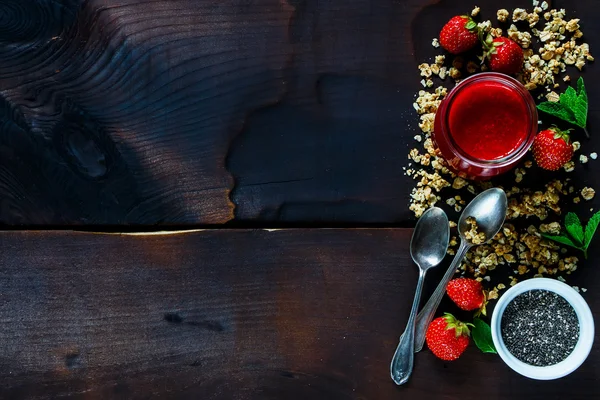 Sağlıklı kahvaltı masası — Stok fotoğraf