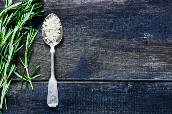 Salt and herbs — Stock Photo, Image